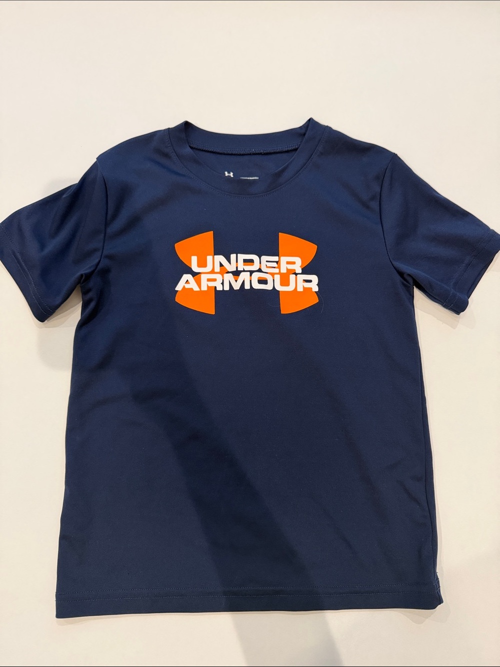 Under Armour Navy Short Sleeve Tee with Orange Logo